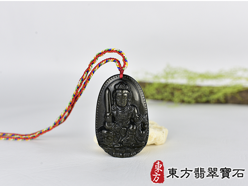 金曜石文殊菩薩項鍊玉珮(文殊菩薩:文殊菩薩牌金曜石文殊菩薩玉珮、金曜石文殊菩薩玉墜)。金曜石文殊菩薩,WS207。客製化訂做各種金曜石文殊菩薩吊墜玉珮項鍊。★附東方翡翠寶石保證卡 0.jpg