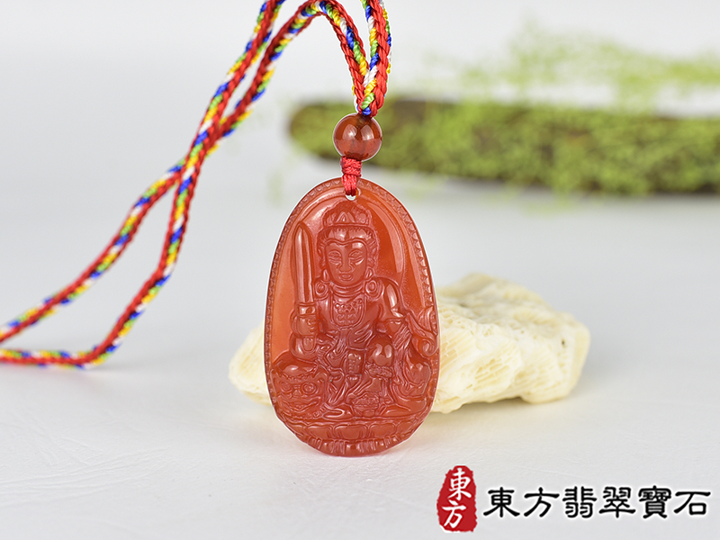 紅瑪瑙文殊菩薩項鍊玉珮(文殊菩薩:文殊菩薩牌紅瑪瑙文殊菩薩玉珮、紅瑪瑙文殊菩薩玉墜)。紅瑪瑙文殊菩薩,WS219。客製化訂做各種紅瑪瑙文殊菩薩吊墜玉珮項鍊。★附東方翡翠寶石保證卡 0.jpg