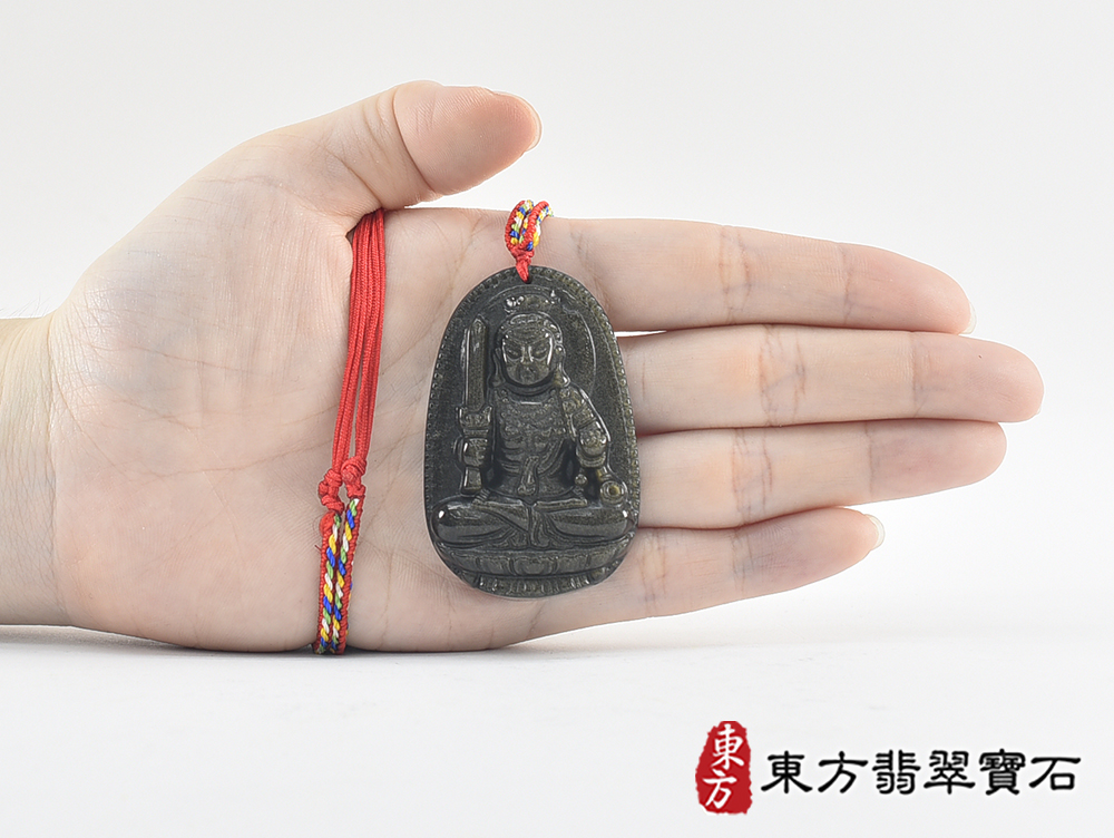 金曜石不動明王項鍊玉珮(不動明王:不動明王牌金曜石不動明王玉珮、金曜石不動明王玉墜)不動明王,FD835。客製化訂做各種金曜石不動明王吊墜玉珮項鍊。★附東方翡翠寶石保證卡 5.jpg