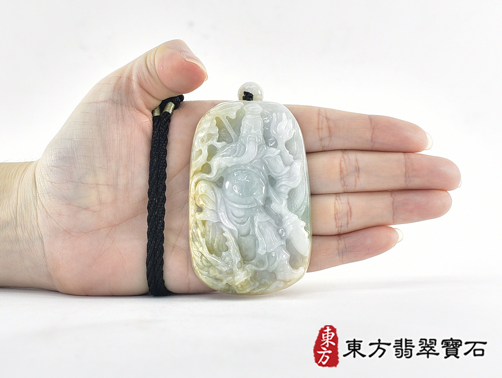 翡翠關公項鍊玉珮(關聖帝君:關公牌A貨翡翠關公玉珮、緬甸玉關公玉墜)。關公,KG793。客製化訂做各種翡翠關公吊墜玉珮項鍊。★附A貨翡翠雙證書 5.jpg