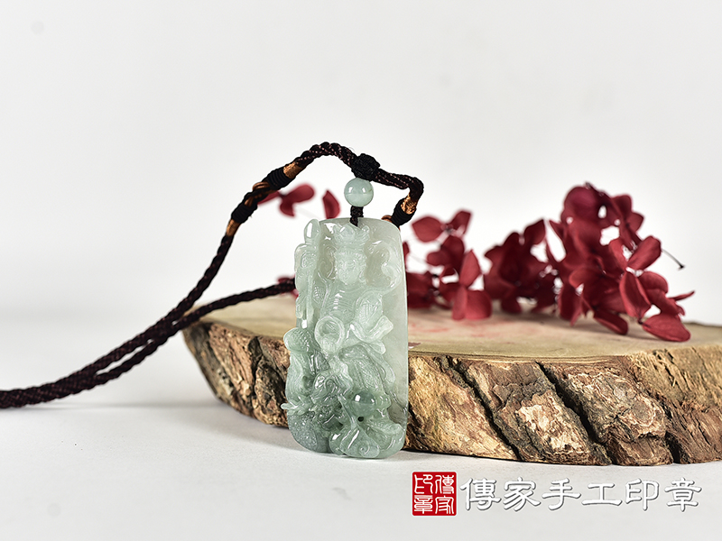 翡翠三太子項鍊玉珮(中壇元帥、哪吒:三太子牌A貨翡翠三太子玉珮、緬甸玉哪吒三太子玉墜)。翡翠三太子,TT232。客製化訂做各種翡翠哪吒三太子吊墜玉珮項鍊。★附A貨翡翠雙證書 1.jpg