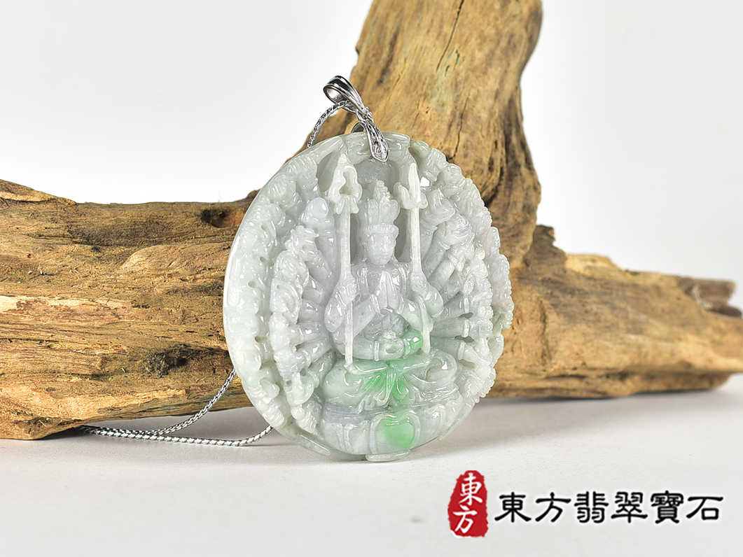 (已出售勿下標,可訂做)翡翠千手觀音項鍊玉珮(千手觀音、46臂千手觀音:千手觀音牌A貨翡翠千手觀音玉珮、緬甸玉千手觀音玉墜)。綠色糯種翡翠千手觀音,LH335。客製化訂做各種翡翠千手觀音吊墜玉珮項鍊。★附A貨翡翠雙證書 2.jpg