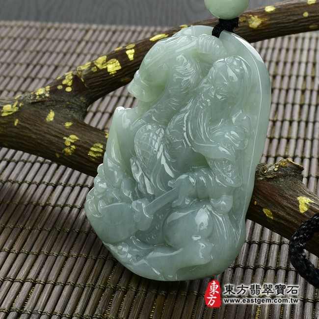 翡翠關聖帝君項鍊玉珮｜關公護佑・忠義威嚴・招財納福・事業昌盛・平安吉祥｜A貨翡翠油青細糯種｜緬甸玉關聖帝君玉墜｜關公玉珮KG067｜客製化訂做｜附A貨翡翠雙證書6