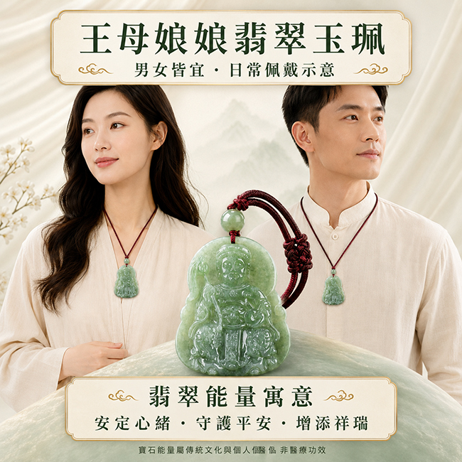 翡翠瑤池金母項鍊玉珮|王母娘娘神像玉墜|緬甸玉綠色糯種|福壽安康・吉祥如意・護佑平安|可客製訂做|★附A貨翡翠雙證書 QE035 翡翠瑤池金母項鍊玉珮|王母娘娘神像玉墜|緬甸玉綠色糯種|福壽安康・吉祥如意・護佑平安|可客製訂做|★附A貨翡翠雙證書 QE035