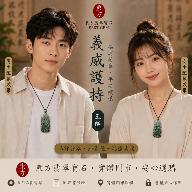 （已出售勿下標，可訂做）翡翠關公項鍊玉珮｜關聖帝君威德護佑・忠義長存・正氣安宅・招財納福・事業順遂・貴人扶持・平安吉祥｜A貨翡翠油青種・色澤沉穩・玉質溫潤・質地細膩・油潤有光澤・立體精雕｜緬甸玉關公玉墜・關公牌玉珮KG018｜客製化訂做各式翡翠關公吊墜玉珮項鍊｜附A貨翡翠雙證書2