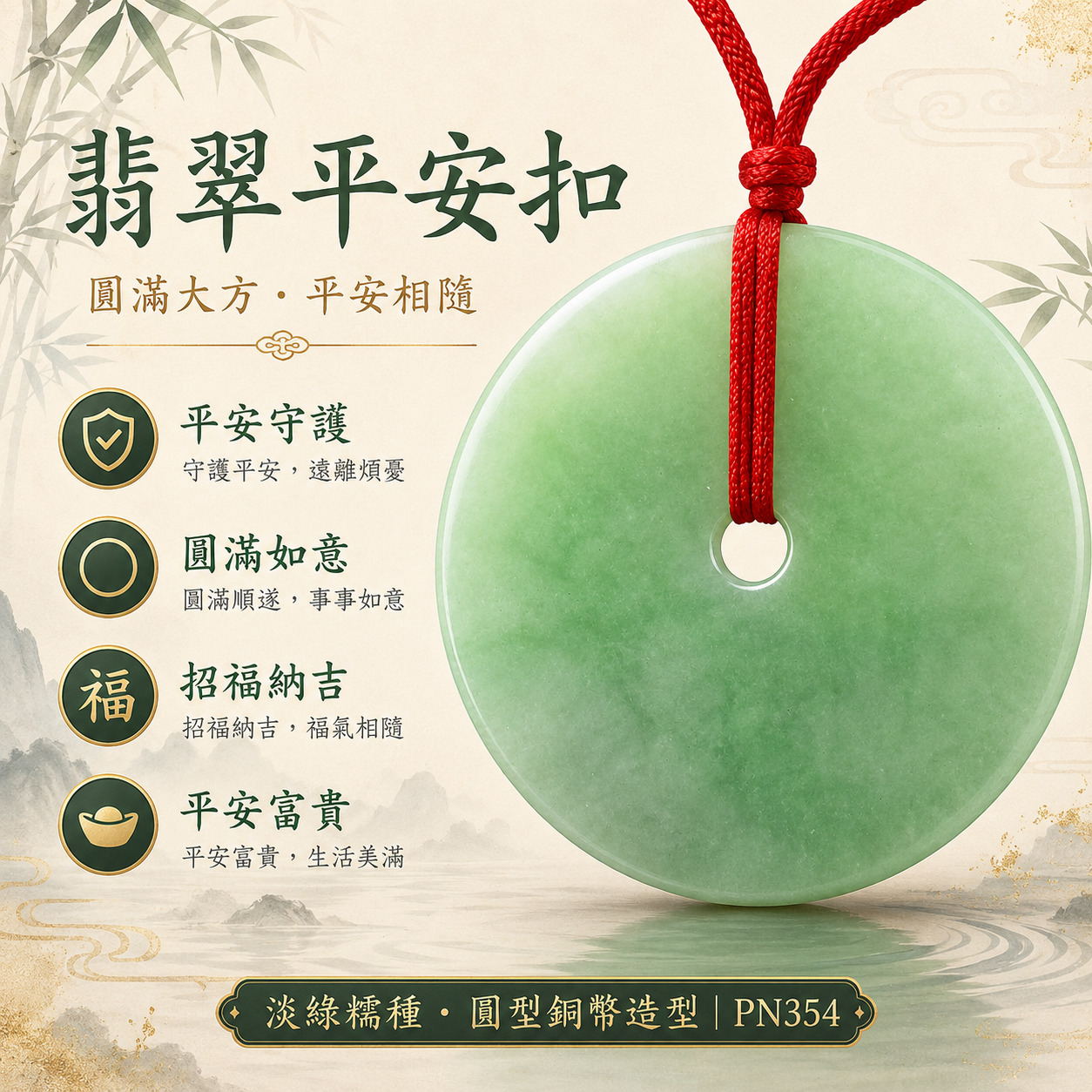 A貨翡翠平安扣項鍊玉珮玉墜 緬甸玉淡綠色糯種 PN354|圓滿如意 平安富貴 招福納吉 沉穩大方|圓型銅幣造型|附A貨翡翠雙證書1 A貨翡翠平安扣項鍊玉珮玉墜 緬甸玉淡綠色糯種 PN354|圓滿如意 平安富貴 招福納吉 沉穩大方|圓型銅幣造型|附A貨翡翠雙證書1
