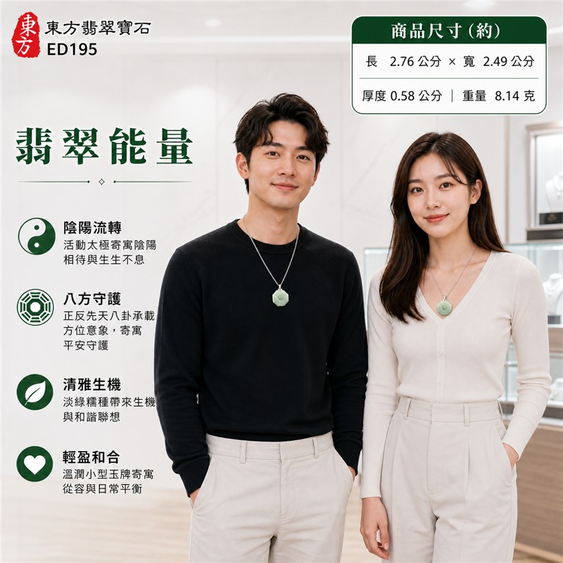 (已出售勿下標,可訂做)翡翠八卦玉珮|淡綠色糯種正反先天八卦活動太極小型八角牌・陰陽流轉・八方守護・趨吉避凶・和合圓融・平安順遂|天然A貨翡翠・緬甸產地・銀色外觀吊墜扣與細密金屬鍊・無配珠無編繩|緬甸玉八卦玉墜ED195|客製化訂做各種翡翠八卦項鍊|附A貨翡翠雙證書 2 (已出售勿下標,可訂做)翡翠八卦玉珮|淡綠色糯種正反先天八卦活動太極小型八角牌・陰陽流轉・八方守護・趨吉避凶・和合圓融・平安順遂|天然A貨翡翠・緬甸產地・銀色外觀吊墜扣與細密金屬鍊・無配珠無編繩|緬甸玉八卦玉墜ED195|客製化訂做各種翡翠八卦項鍊|附A貨翡翠雙證書 2