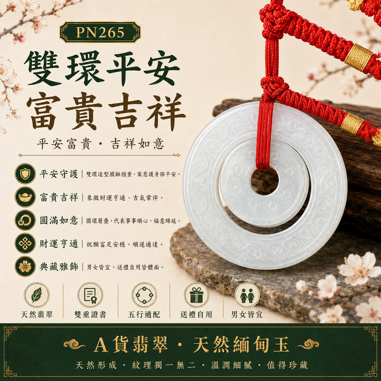 【A貨翡翠大平安扣項鍊玉珮|PN265|淺綠色糯種緬甸玉、玉質溫潤柔和、大尺寸圓滿大器】天然翡翠大平安扣玉墜,淺綠色糯種玉質溫潤細膩、色澤清新淡雅,呈現天然緬甸翡翠柔和糯潤、自然耐看的東方玉石質感,寓意平安富貴、圓滿如意、吉祥納福、福氣綿延、家庭和樂、生活順遂,適合喜歡大型平安扣者日常佩戴、長輩送禮、節慶祝福與天然翡翠收藏,客製化訂做各式翡翠大平安扣吊墜玉珮項鍊,PN265,附A貨翡翠雙證書1 【A貨翡翠大平安扣項鍊玉珮|PN265|淺綠色糯種緬甸玉、玉質溫潤柔和、大尺寸圓滿大器】天然翡翠大平安扣玉墜,淺綠色糯種玉質溫潤細膩、色澤清新淡雅,呈現天然緬甸翡翠柔和糯潤、自然耐看的東方玉石質感,寓意平安富貴、圓滿如意、吉祥納福、福氣綿延、家庭和樂、生活順遂,適合喜歡大型平安扣者日常佩戴、長輩送禮、節慶祝福與天然翡翠收藏,客製化訂做各式翡翠大平安扣吊墜玉珮項鍊,PN265,附A貨翡翠雙證書1