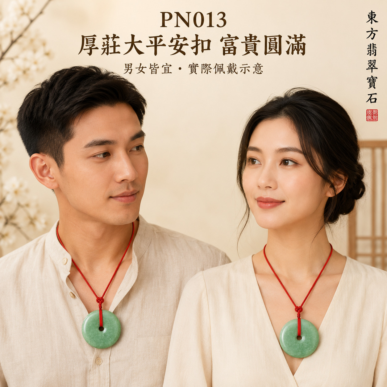 【A貨翡翠平安扣項鍊玉珮｜PN013｜淺綠色豆種緬甸玉、經典扁平大平安扣、自然樸雅、平安圓滿】天然翡翠平安扣玉墜，淺綠色豆種玉質自然樸實、色澤清新柔和，經典扁平平安扣玉面圓潤平整、造型簡潔大方，寓意平安守護、圓滿如意、招福納吉、家庭和樂、生活順遂、福氣安康、平安富貴，適合男女日常佩戴、自用平安祈願、父母長輩送禮與天然翡翠收藏，客製化訂做各種翡翠平安扣吊墜玉珮項鍊，PN013，附A貨翡翠雙證書2