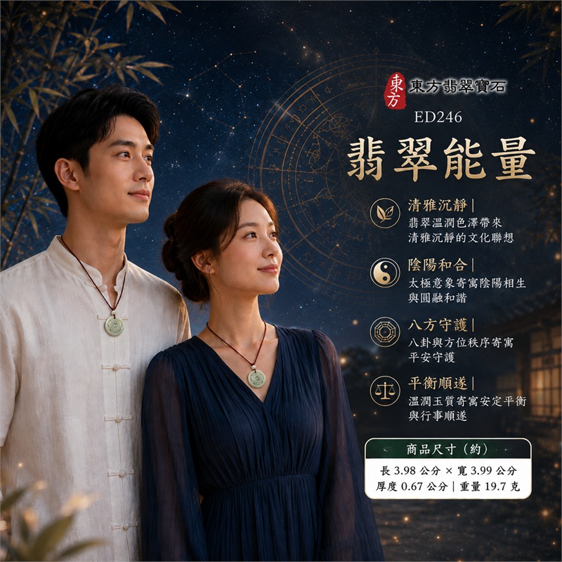 （已出售勿下標，可訂做）淡綠色糯種翡翠先天八卦太極玉珮｜淡綠色・糯種・圓牌・先天八卦・太極・太極和合・陰陽平衡・八方守護・趨吉避凶・平安順遂｜天然A貨翡翠・緬甸產地｜緬甸玉八卦玉墜｜翡翠八卦吊墜玉珮項鍊ED246｜客製化訂做各式翡翠八卦吊墜玉珮項鍊｜附A貨翡翠雙證書 2