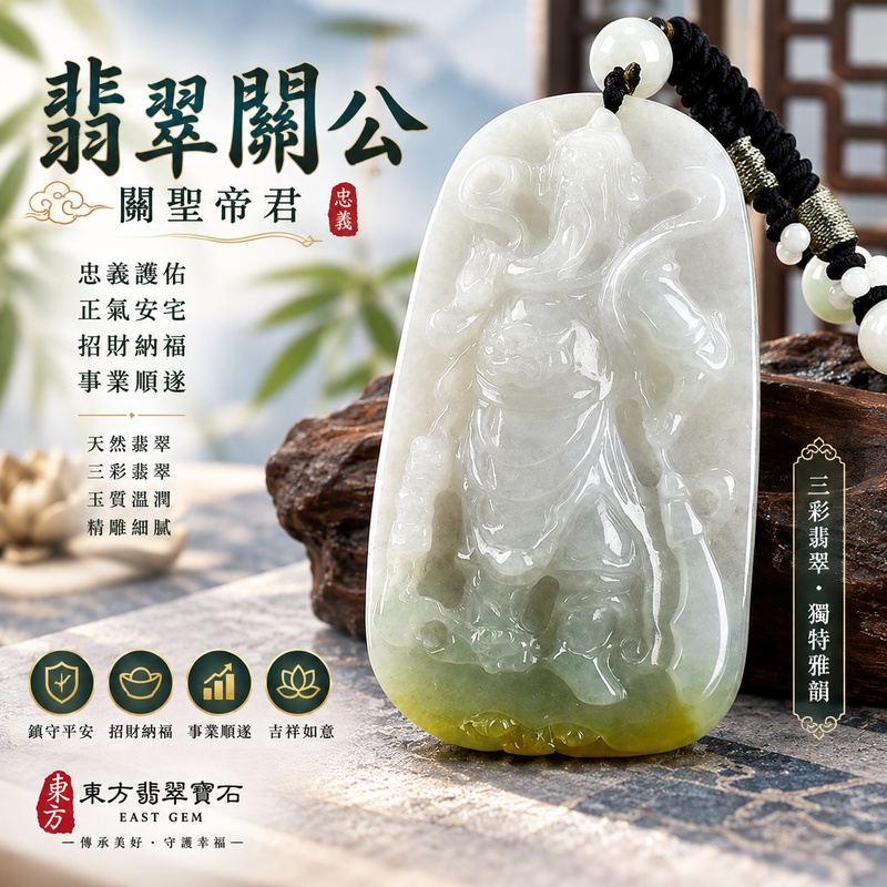 (已售出勿下標,可訂做)翡翠關公項鍊玉珮|關聖帝君三彩納祥・忠義護持・福祿相聚・守成興業・善緣廣結・財福相承・安泰順遂|A貨翡翠白綠黃三彩糯種・三色自然交融・玉質溫潤細膩・色韻層次豐富・玉體厚潤・立體精雕|緬甸玉關公玉墜・關聖帝君牌玉珮KG352|客製化訂做各式翡翠關公吊墜玉珮項鍊|附A貨翡翠雙證書1 (已售出勿下標,可訂做)翡翠關公項鍊玉珮|關聖帝君三彩納祥・忠義護持・福祿相聚・守成興業・善緣廣結・財福相承・安泰順遂|A貨翡翠白綠黃三彩糯種・三色自然交融・玉質溫潤細膩・色韻層次豐富・玉體厚潤・立體精雕|緬甸玉關公玉墜・關聖帝君牌玉珮KG352|客製化訂做各式翡翠關公吊墜玉珮項鍊|附A貨翡翠雙證書1