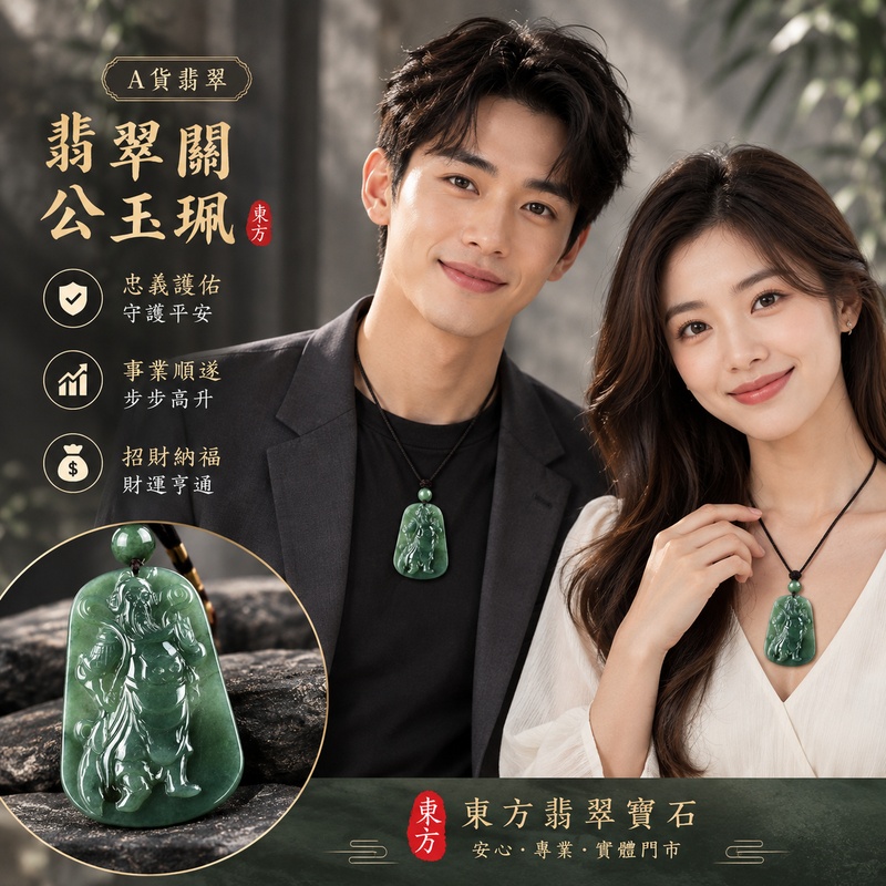 翡翠關公項鍊玉珮｜關聖帝君沉威守業・忠信立德・穩守財庫・事基厚植・福祿相承・貴緣漸聚・安穩順遂｜A貨翡翠綠色糯種・翠色深潤沉穩・濃淡層次自然・玉質溫厚・光澤油潤・威儀立體精雕｜緬甸玉關公玉墜・關聖帝君牌玉珮KG387｜客製化訂做各式翡翠關公吊墜玉珮項鍊｜附A貨翡翠雙證書2