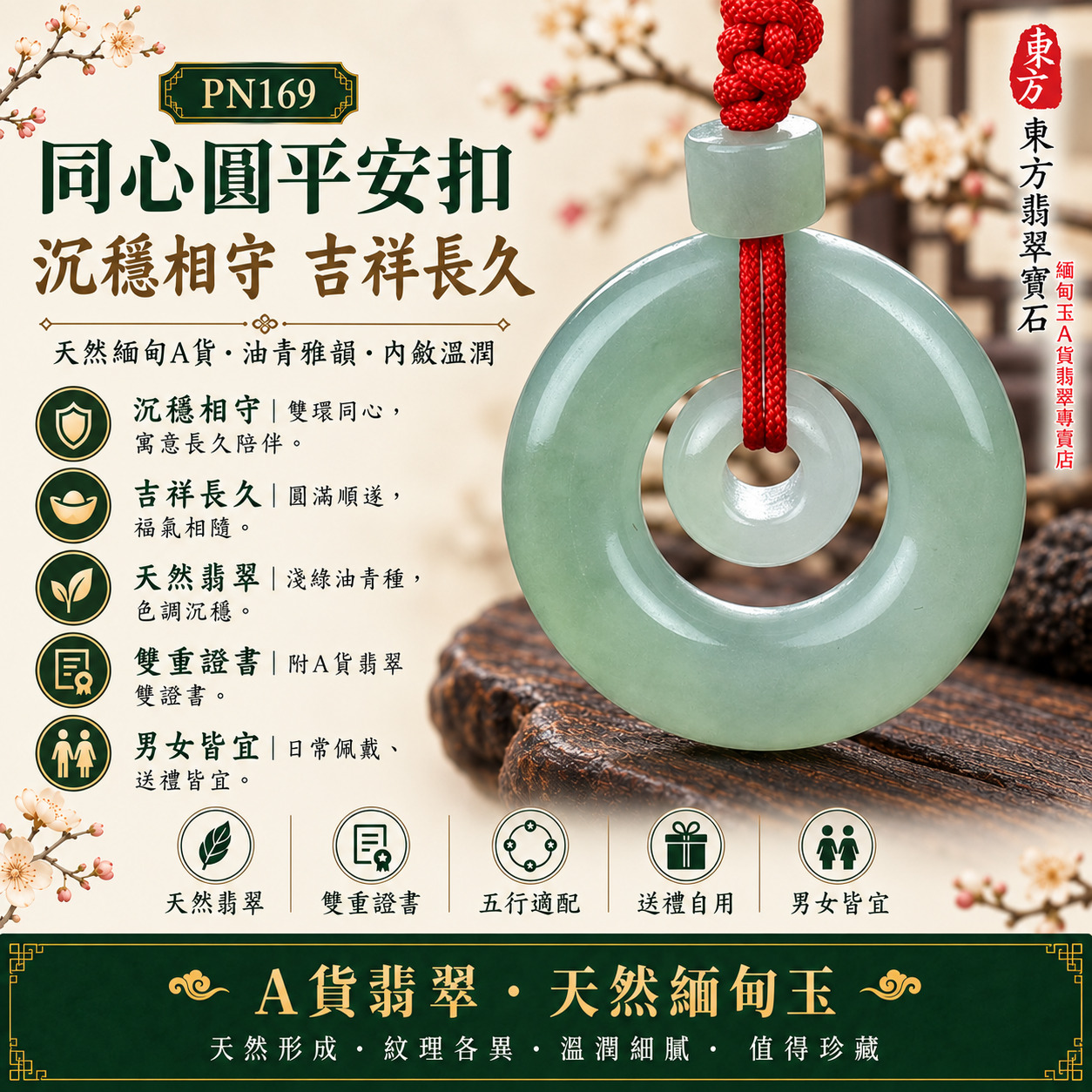 【A貨翡翠同心圓平安扣項鍊玉珮|PN169|已售可訂製|淺綠油青種緬甸玉、雙圓圈沉穩雅緻、同心相守圓滿順遂】天然翡翠雙圓圈同心平安扣玉墜,淺綠油青種帶有沉穩青綠色調與內斂天然玉質,寓意同心相守、平安圓滿、沉穩安定、家庭和樂、生活順遂、福氣相伴、吉祥長久,適合男女日常佩戴、成熟風格搭配、夫妻情侶祝福、家人贈禮與天然翡翠收藏,客製化訂做各種翡翠同心圓平安扣吊墜玉珮項鍊,PN169,附A貨翡翠雙證書1 【A貨翡翠同心圓平安扣項鍊玉珮|PN169|已售可訂製|淺綠油青種緬甸玉、雙圓圈沉穩雅緻、同心相守圓滿順遂】天然翡翠雙圓圈同心平安扣玉墜,淺綠油青種帶有沉穩青綠色調與內斂天然玉質,寓意同心相守、平安圓滿、沉穩安定、家庭和樂、生活順遂、福氣相伴、吉祥長久,適合男女日常佩戴、成熟風格搭配、夫妻情侶祝福、家人贈禮與天然翡翠收藏,客製化訂做各種翡翠同心圓平安扣吊墜玉珮項鍊,PN169,附A貨翡翠雙證書1