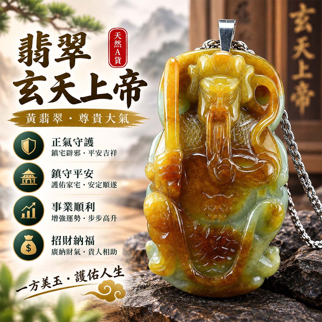 翡翠玄天上帝項鍊玉珮|天然A貨翡翠玄天上帝牌|黃翡翠玄天上帝玉珮|緬甸玉玄天上帝玉墜・玄天上帝吊墜・翡翠玉珮・翡翠項鍊|黃翡翠自然色澤特色・玄天上帝吉祥文化寓意|象徵正氣守護、鎮守平安、事業順利、招財納福、貴人相助|客製化訂做各式翡翠玄天上帝吊墜玉珮項鍊|附A貨翡翠雙證書|ST005 翡翠玄天上帝項鍊玉珮|天然A貨翡翠玄天上帝牌|黃翡翠玄天上帝玉珮|緬甸玉玄天上帝玉墜・玄天上帝吊墜・翡翠玉珮・翡翠項鍊|黃翡翠自然色澤特色・玄天上帝吉祥文化寓意|象徵正氣守護、鎮守平安、事業順利、招財納福、貴人相助|客製化訂做各式翡翠玄天上帝吊墜玉珮項鍊|附A貨翡翠雙證書|ST005