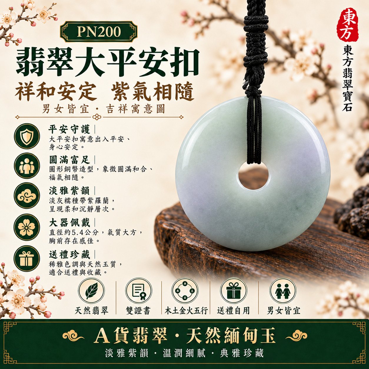 【A貨翡翠大平安扣項鍊玉珮|PN200|白綠糯種緬甸玉、圓形銅幣造型、清雅溫潤大器圓滿】天然翡翠大平安扣玉墜,白綠糯種呈現柔和清雅底色與溫潤自然玉質,整體圓形輪廓簡潔大方,寓意平安富貴、圓滿和合、清雅安定、家庭和樂、生活順遂、福氣長久、吉祥納福,適合男女大器佩戴、長輩送禮、節慶祝福、天然翡翠收藏與客製化訂做,PN200,附A貨翡翠雙證書1 【A貨翡翠大平安扣項鍊玉珮|PN200|白綠糯種緬甸玉、圓形銅幣造型、清雅溫潤大器圓滿】天然翡翠大平安扣玉墜,白綠糯種呈現柔和清雅底色與溫潤自然玉質,整體圓形輪廓簡潔大方,寓意平安富貴、圓滿和合、清雅安定、家庭和樂、生活順遂、福氣長久、吉祥納福,適合男女大器佩戴、長輩送禮、節慶祝福、天然翡翠收藏與客製化訂做,PN200,附A貨翡翠雙證書1