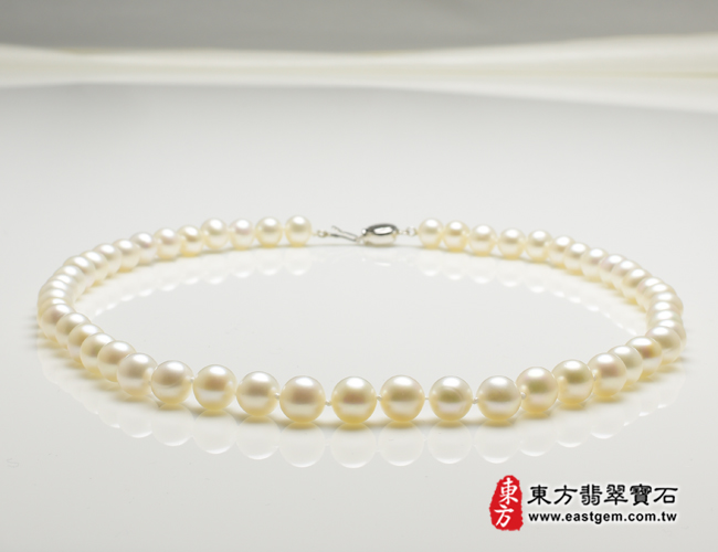 白珍珠項鍊(白珍珠珠子，珠徑約0.75mm，MWB001) 客製化設計各種白珍珠珠串、白珍珠珠子、白珍珠項鍊、白珍珠手珠。★附東方翡翠寶石保證卡