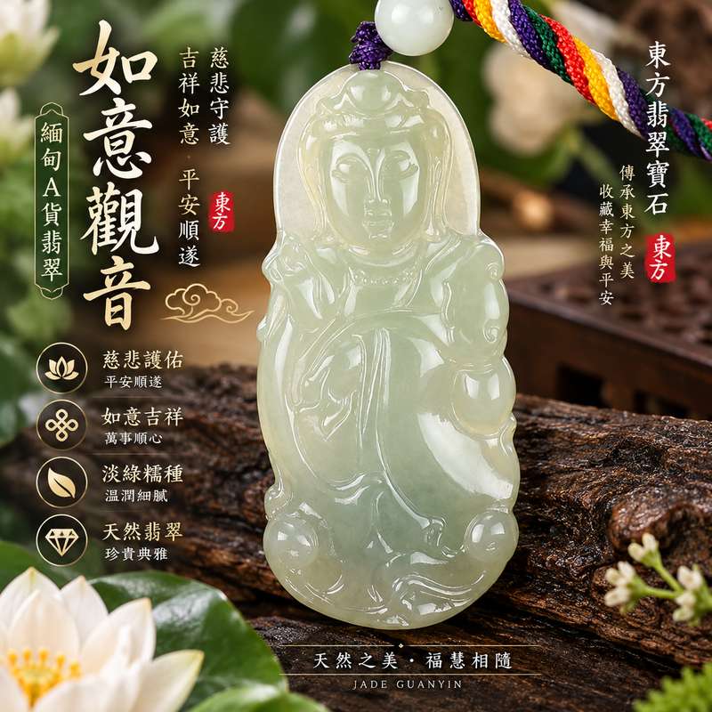 (已出售勿下標,可訂做)如意觀音 I 淡綠色糯種觀世音菩薩翡翠玉珮 I 緬甸A貨翡翠 I 吉祥如意平安守護 I GY619 I 東方翡翠寶石附證書1 (已出售勿下標,可訂做)如意觀音 I 淡綠色糯種觀世音菩薩翡翠玉珮 I 緬甸A貨翡翠 I 吉祥如意平安守護 I GY619 I 東方翡翠寶石附證書1
