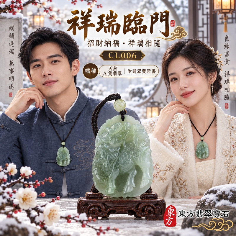 已售出可訂做｜翡翠麒麟項鍊玉珮｜神獸獻瑞・祥瑞富貴・招福納祥・事業順遂・平安守護・招財進寶・財源廣進｜天然A貨翡翠・緬甸玉・淡綠・糯種・飄花｜麒麟、祥瑞富貴｜麒麟玉珮・麒麟玉墜・麒麟吊墜・翡翠麒麟牌・緬甸玉項鍊・A貨翡翠項鍊｜CL006｜男女翡翠項鍊・送禮收藏｜客製化訂做翡翠麒麟玉珮、翡翠麒麟玉墜、翡翠麒麟吊墜、翡翠項鍊玉珮｜附A貨翡翠雙證書・東方翡翠寶石