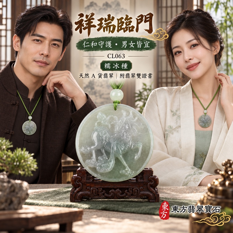 翡翠麒麟項鍊玉珮|神獸獻瑞・祥瑞富貴・招福納祥・事業順遂・平安守護|天然A貨翡翠・緬甸玉・糯冰種|神獸獻瑞|麒麟玉珮・麒麟玉墜・麒麟吊墜・翡翠麒麟牌・緬甸玉項鍊・A貨翡翠項鍊|CL063|男女翡翠項鍊・送禮收藏|客製化訂做翡翠麒麟玉珮、翡翠麒麟玉墜、翡翠麒麟吊墜、翡翠項鍊玉珮|附A貨翡翠雙證書・東方翡翠寶石 翡翠麒麟項鍊玉珮|神獸獻瑞・祥瑞富貴・招福納祥・事業順遂・平安守護|天然A貨翡翠・緬甸玉・糯冰種|神獸獻瑞|麒麟玉珮・麒麟玉墜・麒麟吊墜・翡翠麒麟牌・緬甸玉項鍊・A貨翡翠項鍊|CL063|男女翡翠項鍊・送禮收藏|客製化訂做翡翠麒麟玉珮、翡翠麒麟玉墜、翡翠麒麟吊墜、翡翠項鍊玉珮|附A貨翡翠雙證書・東方翡翠寶石