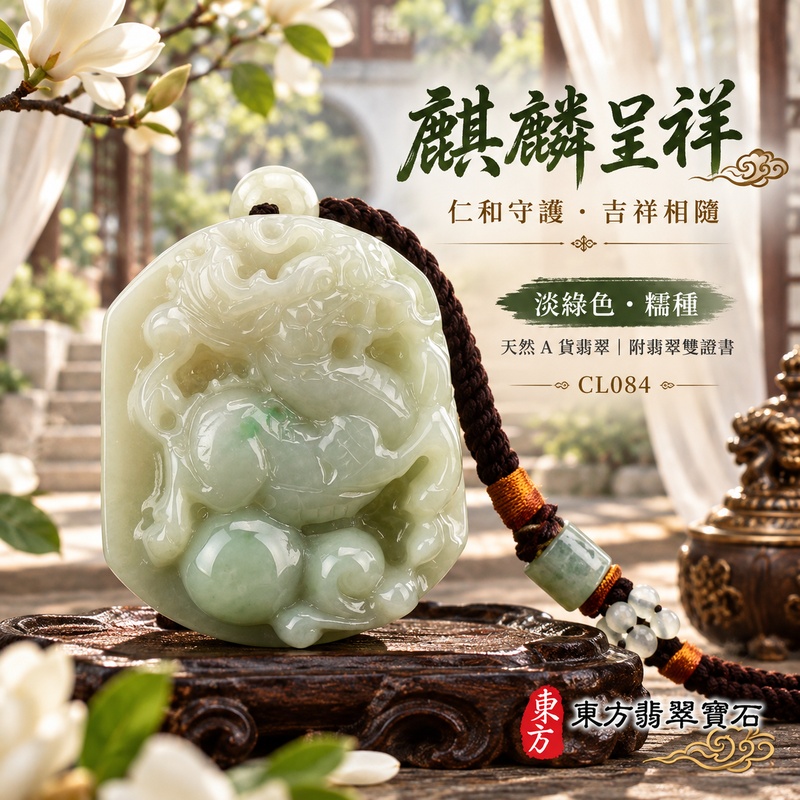 翡翠麒麟項鍊玉珮|神獸獻瑞・祥瑞富貴・招福納祥・事業順遂・平安守護・吉祥如意・萬事順遂|天然A貨翡翠・緬甸玉・淡綠色・糯種|神獸獻瑞|麒麟玉珮・麒麟玉墜・麒麟吊墜・翡翠麒麟牌・緬甸玉項鍊・A貨翡翠項鍊|CL084|男女翡翠項鍊・送禮收藏|客製化訂做翡翠麒麟玉珮、翡翠麒麟玉墜、翡翠麒麟吊墜、翡翠項鍊玉珮|附A貨翡翠雙證書・東方翡翠寶石 翡翠麒麟項鍊玉珮|神獸獻瑞・祥瑞富貴・招福納祥・事業順遂・平安守護・吉祥如意・萬事順遂|天然A貨翡翠・緬甸玉・淡綠色・糯種|神獸獻瑞|麒麟玉珮・麒麟玉墜・麒麟吊墜・翡翠麒麟牌・緬甸玉項鍊・A貨翡翠項鍊|CL084|男女翡翠項鍊・送禮收藏|客製化訂做翡翠麒麟玉珮、翡翠麒麟玉墜、翡翠麒麟吊墜、翡翠項鍊玉珮|附A貨翡翠雙證書・東方翡翠寶石