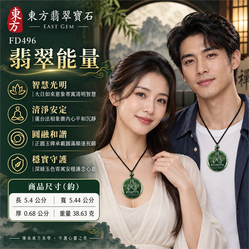 翡翠大日如來佛項鍊圓牌玉珮|光明遍照・智慧觀照・蓮心清淨・安定祥和・圓融順遂・護念常伴|綠色糯種・厚實正圓玉牌・深淺綠天然飄色・大日如來端坐蓮台・雙手結印・立體雕刻・兩側圓形浮雕・背面素面小型浮雕・黑色編繩・深綠翡翠圓珠|天然A貨緬甸翡翠綠色糯種圓牌|商品代碼FD496|附中國玉石鑑定所與東方翡翠寶石雙證書 2 翡翠大日如來佛項鍊圓牌玉珮|光明遍照・智慧觀照・蓮心清淨・安定祥和・圓融順遂・護念常伴|綠色糯種・厚實正圓玉牌・深淺綠天然飄色・大日如來端坐蓮台・雙手結印・立體雕刻・兩側圓形浮雕・背面素面小型浮雕・黑色編繩・深綠翡翠圓珠|天然A貨緬甸翡翠綠色糯種圓牌|商品代碼FD496|附中國玉石鑑定所與東方翡翠寶石雙證書 2
