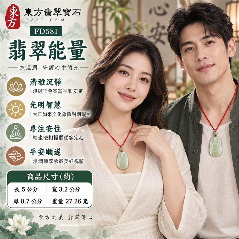 淡綠糯種圓角長方牌大日如來翡翠玉珮項鍊|光明智慧・清淨定心・安定祥和・平安守護・圓滿順遂|天然A貨翡翠・淡綠糯種玉質・圓角長方牌型・正面大日如來坐像雕刻・背面大日如來文字雕刻・頂孔穿繩・紅色編繩・綠色圓珠點綴|緬甸天然A貨翡翠・淡綠糯種|商品代碼FD581|附中國玉石鑑定所與東方翡翠寶石雙證書 2 淡綠糯種圓角長方牌大日如來翡翠玉珮項鍊|光明智慧・清淨定心・安定祥和・平安守護・圓滿順遂|天然A貨翡翠・淡綠糯種玉質・圓角長方牌型・正面大日如來坐像雕刻・背面大日如來文字雕刻・頂孔穿繩・紅色編繩・綠色圓珠點綴|緬甸天然A貨翡翠・淡綠糯種|商品代碼FD581|附中國玉石鑑定所與東方翡翠寶石雙證書 2
