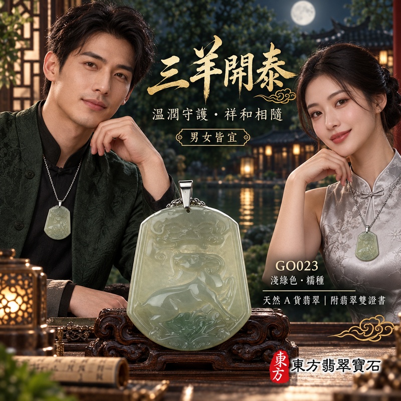 翡翠生肖羊項鍊玉珮|吉祥納福・溫良和美・福氣安康・事事順遂・平安吉祥・三陽開泰|天然A貨翡翠・緬甸玉・淺綠色・糯種|三羊開泰|生肖羊玉珮・羊玉墜・羊吊墜・翡翠羊牌・十二生肖羊項鍊・緬甸玉項鍊・A貨翡翠項鍊|GO023|男女翡翠項鍊・送禮收藏|客製化訂做翡翠羊玉珮、翡翠羊玉墜、翡翠羊吊墜、生肖羊項鍊|附A貨翡翠雙證書・東方翡翠寶石 翡翠生肖羊項鍊玉珮|吉祥納福・溫良和美・福氣安康・事事順遂・平安吉祥・三陽開泰|天然A貨翡翠・緬甸玉・淺綠色・糯種|三羊開泰|生肖羊玉珮・羊玉墜・羊吊墜・翡翠羊牌・十二生肖羊項鍊・緬甸玉項鍊・A貨翡翠項鍊|GO023|男女翡翠項鍊・送禮收藏|客製化訂做翡翠羊玉珮、翡翠羊玉墜、翡翠羊吊墜、生肖羊項鍊|附A貨翡翠雙證書・東方翡翠寶石