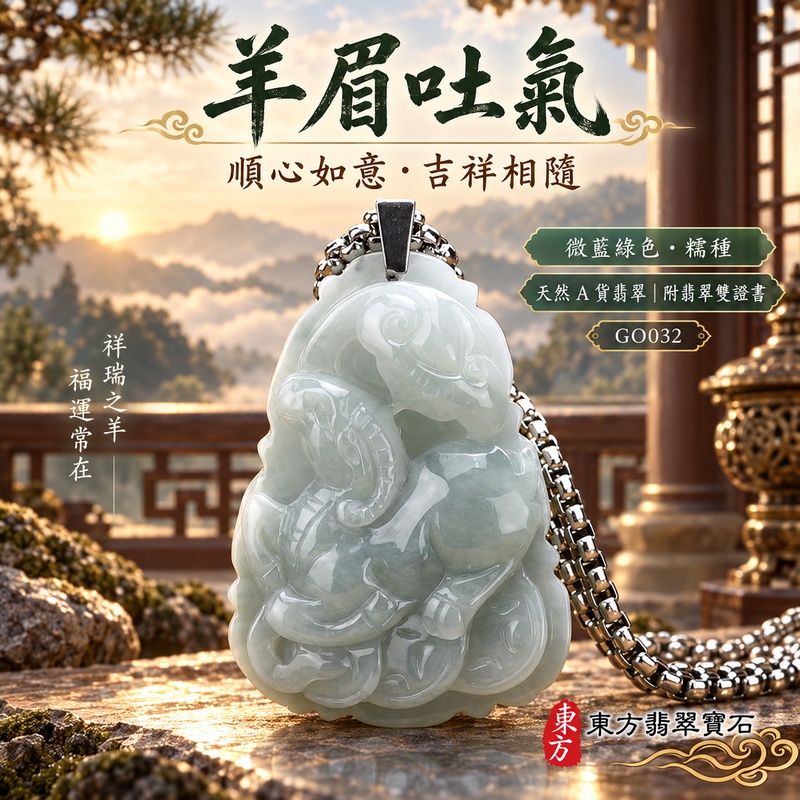 翡翠生肖羊項鍊玉珮|吉祥納福・溫良和美・福氣安康・事事順遂・平安吉祥・羊眉吐氣・揚眉展志|天然A貨翡翠・緬甸玉・綠色・糯種|羊眉吐氣、洋洋如意|生肖羊玉珮・羊玉墜・羊吊墜・翡翠羊牌・十二生肖羊項鍊・緬甸玉項鍊・A貨翡翠項鍊|GO032|男女翡翠項鍊・送禮收藏|客製化訂做翡翠羊玉珮、翡翠羊玉墜、翡翠羊吊墜、生肖羊項鍊|附A貨翡翠雙證書・東方翡翠寶石 翡翠生肖羊項鍊玉珮|吉祥納福・溫良和美・福氣安康・事事順遂・平安吉祥・羊眉吐氣・揚眉展志|天然A貨翡翠・緬甸玉・綠色・糯種|羊眉吐氣、洋洋如意|生肖羊玉珮・羊玉墜・羊吊墜・翡翠羊牌・十二生肖羊項鍊・緬甸玉項鍊・A貨翡翠項鍊|GO032|男女翡翠項鍊・送禮收藏|客製化訂做翡翠羊玉珮、翡翠羊玉墜、翡翠羊吊墜、生肖羊項鍊|附A貨翡翠雙證書・東方翡翠寶石