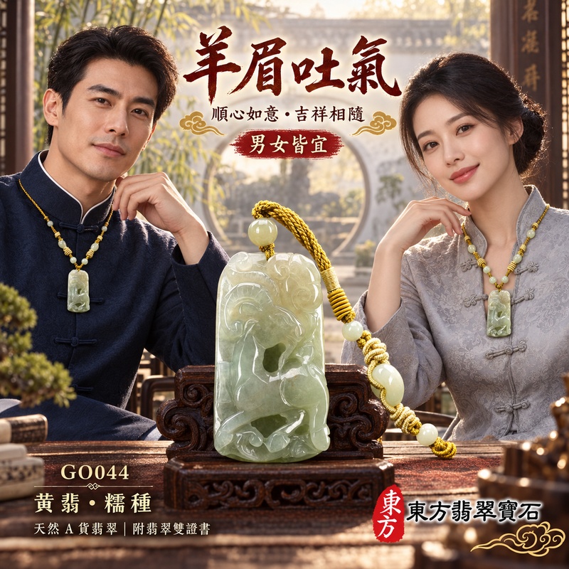 翡翠生肖羊項鍊玉珮|吉祥納福・溫良和美・福氣安康・事事順遂・平安吉祥・羊眉吐氣・揚眉展志|天然A貨翡翠・緬甸玉・黃翡・糯種・些許黃翡|羊眉吐氣、洋洋如意|生肖羊玉珮・羊玉墜・羊吊墜・翡翠羊牌・十二生肖羊項鍊・緬甸玉項鍊・A貨翡翠項鍊|GO044|男女翡翠項鍊・送禮收藏|客製化訂做翡翠羊玉珮、翡翠羊玉墜、翡翠羊吊墜、生肖羊項鍊|附A貨翡翠雙證書・東方翡翠寶石 翡翠生肖羊項鍊玉珮|吉祥納福・溫良和美・福氣安康・事事順遂・平安吉祥・羊眉吐氣・揚眉展志|天然A貨翡翠・緬甸玉・黃翡・糯種・些許黃翡|羊眉吐氣、洋洋如意|生肖羊玉珮・羊玉墜・羊吊墜・翡翠羊牌・十二生肖羊項鍊・緬甸玉項鍊・A貨翡翠項鍊|GO044|男女翡翠項鍊・送禮收藏|客製化訂做翡翠羊玉珮、翡翠羊玉墜、翡翠羊吊墜、生肖羊項鍊|附A貨翡翠雙證書・東方翡翠寶石