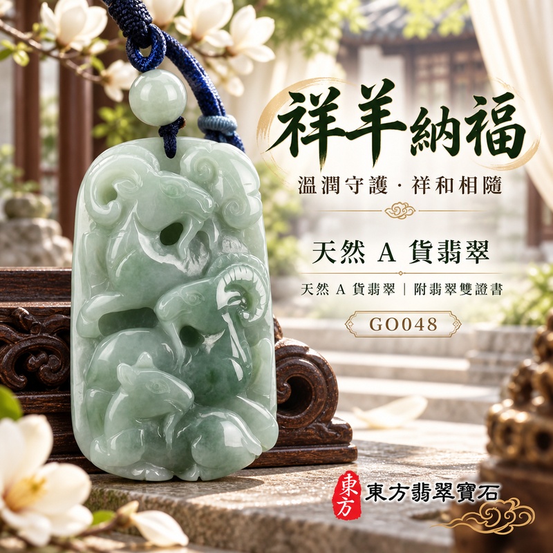 翡翠生肖羊項鍊玉珮|吉祥納福・溫良和美・福氣安康・事事順遂・平安吉祥・三陽開泰|天然A貨翡翠・緬甸玉・淺綠・糯種・帶飄花|三羊開泰|生肖羊玉珮・羊玉墜・羊吊墜・翡翠羊牌・十二生肖羊項鍊・緬甸玉項鍊・A貨翡翠項鍊|GO048|男女翡翠項鍊・送禮收藏|客製化訂做翡翠羊玉珮、翡翠羊玉墜、翡翠羊吊墜、生肖羊項鍊|附A貨翡翠雙證書・東方翡翠寶石 翡翠生肖羊項鍊玉珮|吉祥納福・溫良和美・福氣安康・事事順遂・平安吉祥・三陽開泰|天然A貨翡翠・緬甸玉・淺綠・糯種・帶飄花|三羊開泰|生肖羊玉珮・羊玉墜・羊吊墜・翡翠羊牌・十二生肖羊項鍊・緬甸玉項鍊・A貨翡翠項鍊|GO048|男女翡翠項鍊・送禮收藏|客製化訂做翡翠羊玉珮、翡翠羊玉墜、翡翠羊吊墜、生肖羊項鍊|附A貨翡翠雙證書・東方翡翠寶石