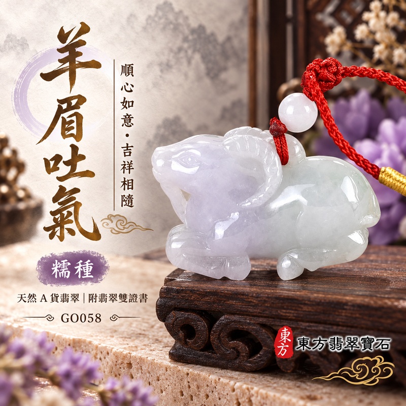 已售出可訂做｜翡翠生肖羊項鍊玉珮｜吉祥納福・溫良和美・福氣安康・事事順遂・平安吉祥・羊眉吐氣・揚眉展志｜天然A貨翡翠・緬甸玉・淡綠・糯種｜羊眉吐氣、洋洋如意｜生肖羊玉珮・羊玉墜・羊吊墜・翡翠羊牌・十二生肖羊項鍊・緬甸玉項鍊・A貨翡翠項鍊｜GO058｜男女翡翠項鍊・送禮收藏｜客製化訂做翡翠羊玉珮、翡翠羊玉墜、翡翠羊吊墜、生肖羊項鍊｜附A貨翡翠雙證書・東方翡翠寶石