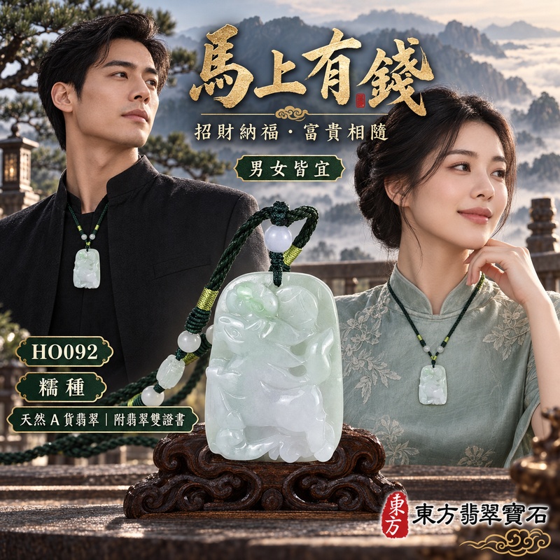 翡翠生肖馬項鍊玉珮|馬到成功・一馬當先・事業精進・前程順遂・平安吉祥・馬上有錢・招財進寶|天然A貨翡翠・緬甸玉・綠色・糯種|馬上有錢|生肖馬玉珮・馬玉墜・馬吊墜・翡翠馬牌・十二生肖馬項鍊・緬甸玉項鍊・A貨翡翠項鍊|HO092|男女翡翠項鍊・送禮收藏|客製化訂做翡翠馬玉珮、翡翠馬玉墜、翡翠馬吊墜、生肖馬項鍊|附A貨翡翠雙證書・東方翡翠寶石 翡翠生肖馬項鍊玉珮|馬到成功・一馬當先・事業精進・前程順遂・平安吉祥・馬上有錢・招財進寶|天然A貨翡翠・緬甸玉・綠色・糯種|馬上有錢|生肖馬玉珮・馬玉墜・馬吊墜・翡翠馬牌・十二生肖馬項鍊・緬甸玉項鍊・A貨翡翠項鍊|HO092|男女翡翠項鍊・送禮收藏|客製化訂做翡翠馬玉珮、翡翠馬玉墜、翡翠馬吊墜、生肖馬項鍊|附A貨翡翠雙證書・東方翡翠寶石