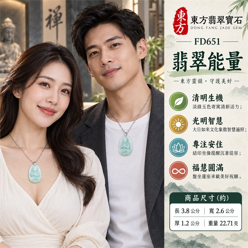 淡綠糯種橢圓厚牌高浮雕大日如來結印蓮座翡翠玉珮項鍊|光明智慧・清淨定心・慈悲祥和・平安守護・福慧圓滿|天然A貨翡翠・淡綠糯種玉質・圓潤橢圓厚牌・大日如來高浮雕坐像・佛首螺髮細節・雙手結印・立體法衣紋理・盤坐蓮座・背面素面・銀色金屬吊頭・銀色花節鍊條|緬甸天然A貨翡翠・綠色糯種|商品代碼FD651|可客製訂做各式翡翠大日如來玉珮項鍊|附中國玉石鑑定所與東方翡翠寶石雙證書 2 淡綠糯種橢圓厚牌高浮雕大日如來結印蓮座翡翠玉珮項鍊|光明智慧・清淨定心・慈悲祥和・平安守護・福慧圓滿|天然A貨翡翠・淡綠糯種玉質・圓潤橢圓厚牌・大日如來高浮雕坐像・佛首螺髮細節・雙手結印・立體法衣紋理・盤坐蓮座・背面素面・銀色金屬吊頭・銀色花節鍊條|緬甸天然A貨翡翠・綠色糯種|商品代碼FD651|可客製訂做各式翡翠大日如來玉珮項鍊|附中國玉石鑑定所與東方翡翠寶石雙證書 2