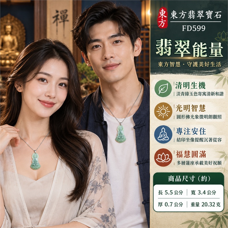 淡青綠佛光人形大日如來結印多層蓮座翡翠玉珮項鍊|光明智慧・清淨定心・慈悲祥和・平安守護・福慧圓滿|天然A貨翡翠・淡青綠天然玉質・佛像人形輪廓・大日如來坐像・圓形放射佛光・佛首螺髮細節・雙手結印・立體法衣紋理・多層蓮花寶座・背面人物輪廓素面・銀色金屬吊頭・銀色鍊條|緬甸天然A貨翡翠・淡青綠色|商品代碼FD599|附中國玉石鑑定所與東方翡翠寶石雙證書 2 淡青綠佛光人形大日如來結印多層蓮座翡翠玉珮項鍊|光明智慧・清淨定心・慈悲祥和・平安守護・福慧圓滿|天然A貨翡翠・淡青綠天然玉質・佛像人形輪廓・大日如來坐像・圓形放射佛光・佛首螺髮細節・雙手結印・立體法衣紋理・多層蓮花寶座・背面人物輪廓素面・銀色金屬吊頭・銀色鍊條|緬甸天然A貨翡翠・淡青綠色|商品代碼FD599|附中國玉石鑑定所與東方翡翠寶石雙證書 2