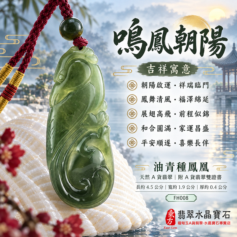 翡翠鳳凰項鍊玉珮|鳳凰呈祥・祥瑞和合・前程光明・平安吉祥・福運相隨|天然A貨翡翠・緬甸玉・油青・油青種|鳳凰、鳴鳳朝陽|鳳凰玉珮・鳳凰玉墜・鳳凰吊墜・翡翠鳳凰牌・鳳凰項鍊・緬甸玉項鍊・A貨翡翠項鍊|FH008|男女翡翠項鍊・送禮收藏|客製化訂做翡翠鳳凰玉珮、翡翠鳳凰玉墜、翡翠鳳凰吊墜、翡翠鳳凰項鍊|附A貨翡翠雙證書・東方翡翠寶石 翡翠鳳凰項鍊玉珮|鳳凰呈祥・祥瑞和合・前程光明・平安吉祥・福運相隨|天然A貨翡翠・緬甸玉・油青・油青種|鳳凰、鳴鳳朝陽|鳳凰玉珮・鳳凰玉墜・鳳凰吊墜・翡翠鳳凰牌・鳳凰項鍊・緬甸玉項鍊・A貨翡翠項鍊|FH008|男女翡翠項鍊・送禮收藏|客製化訂做翡翠鳳凰玉珮、翡翠鳳凰玉墜、翡翠鳳凰吊墜、翡翠鳳凰項鍊|附A貨翡翠雙證書・東方翡翠寶石