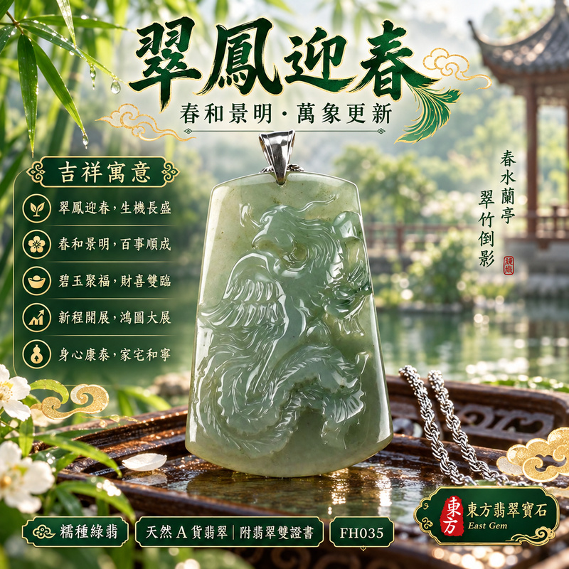已售出可訂做｜翡翠鳳凰項鍊玉珮｜鳳凰呈祥・祥瑞和合・前程光明・平安吉祥・福運相隨｜天然A貨翡翠・緬甸玉・糯種｜鳴鳳朝陽｜鳳凰玉珮・鳳凰玉墜・鳳凰吊墜・翡翠鳳凰牌・鳳凰項鍊・緬甸玉項鍊・A貨翡翠項鍊｜FH035｜男女翡翠項鍊・送禮收藏｜客製化訂做翡翠鳳凰玉珮、翡翠鳳凰玉墜、翡翠鳳凰吊墜、翡翠鳳凰項鍊｜附A貨翡翠雙證書・東方翡翠寶石