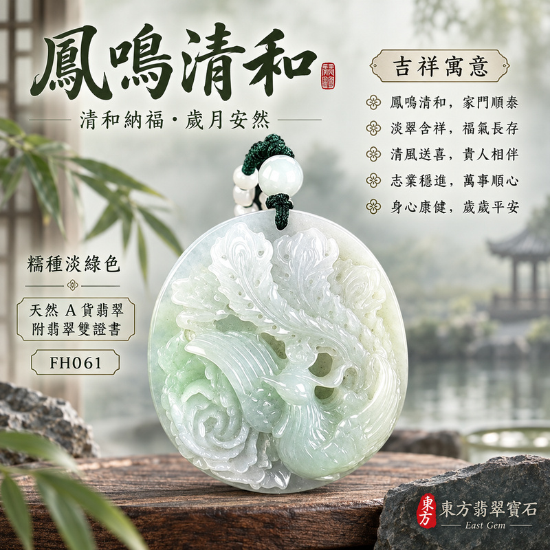翡翠鳳凰項鍊玉珮|鳳凰呈祥・祥瑞和合・前程光明・平安吉祥・福運相隨|天然A貨翡翠・緬甸玉・淡綠色・糯種|鳴鳳朝陽|鳳凰玉珮・鳳凰玉墜・鳳凰吊墜・翡翠鳳凰牌・鳳凰項鍊・緬甸玉項鍊・A貨翡翠項鍊|FH061|男女翡翠項鍊・送禮收藏|客製化訂做翡翠鳳凰玉珮、翡翠鳳凰玉墜、翡翠鳳凰吊墜、翡翠鳳凰項鍊|附A貨翡翠雙證書・東方翡翠寶石 翡翠鳳凰項鍊玉珮|鳳凰呈祥・祥瑞和合・前程光明・平安吉祥・福運相隨|天然A貨翡翠・緬甸玉・淡綠色・糯種|鳴鳳朝陽|鳳凰玉珮・鳳凰玉墜・鳳凰吊墜・翡翠鳳凰牌・鳳凰項鍊・緬甸玉項鍊・A貨翡翠項鍊|FH061|男女翡翠項鍊・送禮收藏|客製化訂做翡翠鳳凰玉珮、翡翠鳳凰玉墜、翡翠鳳凰吊墜、翡翠鳳凰項鍊|附A貨翡翠雙證書・東方翡翠寶石