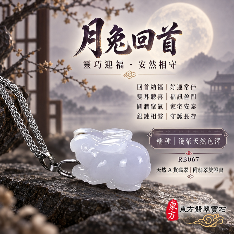 翡翠生肖兔項鍊玉珮|玉兔呈祥・溫和敏捷・福運相隨・前程順遂・平安吉祥・萬事如意・招財納福|天然A貨翡翠・緬甸玉・紫色・細糯種|招財如意兔|兔玉珮・兔玉墜・兔吊墜・翡翠兔牌・兔項鍊・緬甸玉項鍊・A貨翡翠項鍊|RB067|男女翡翠項鍊・送禮收藏|客製化訂做翡翠兔玉珮、翡翠兔玉墜、翡翠兔吊墜、翡翠兔項鍊|附A貨翡翠雙證書・東方翡翠寶石 翡翠生肖兔項鍊玉珮|玉兔呈祥・溫和敏捷・福運相隨・前程順遂・平安吉祥・萬事如意・招財納福|天然A貨翡翠・緬甸玉・紫色・細糯種|招財如意兔|兔玉珮・兔玉墜・兔吊墜・翡翠兔牌・兔項鍊・緬甸玉項鍊・A貨翡翠項鍊|RB067|男女翡翠項鍊・送禮收藏|客製化訂做翡翠兔玉珮、翡翠兔玉墜、翡翠兔吊墜、翡翠兔項鍊|附A貨翡翠雙證書・東方翡翠寶石