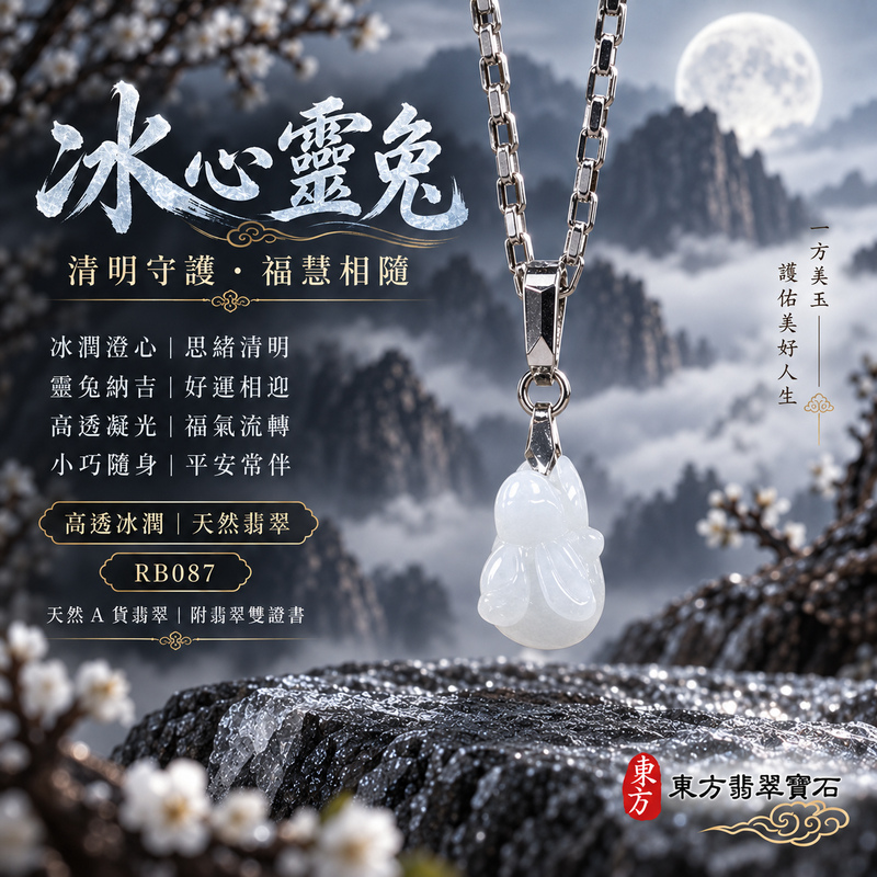 已售出可訂做｜翡翠生肖兔項鍊玉珮｜玉兔呈祥・溫和敏捷・福運相隨・前程順遂・平安吉祥・萬事如意・招財納福｜天然A貨翡翠・緬甸玉｜招財如意兔｜兔玉珮・兔玉墜・兔吊墜・翡翠兔牌・兔項鍊・緬甸玉項鍊・A貨翡翠項鍊｜RB087｜男女翡翠項鍊・送禮收藏｜客製化訂做翡翠兔玉珮、翡翠兔玉墜、翡翠兔吊墜、翡翠兔項鍊｜附A貨翡翠雙證書・東方翡翠寶石