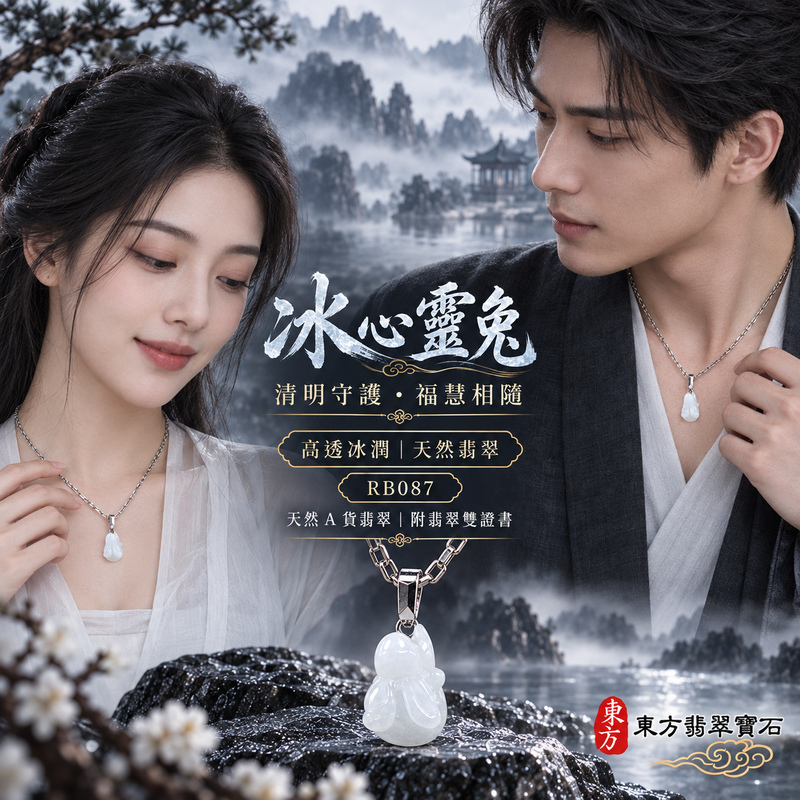 已售出可訂做｜翡翠生肖兔項鍊玉珮｜玉兔呈祥・溫和敏捷・福運相隨・前程順遂・平安吉祥・萬事如意・招財納福｜天然A貨翡翠・緬甸玉｜招財如意兔｜兔玉珮・兔玉墜・兔吊墜・翡翠兔牌・兔項鍊・緬甸玉項鍊・A貨翡翠項鍊｜RB087｜男女翡翠項鍊・送禮收藏｜客製化訂做翡翠兔玉珮、翡翠兔玉墜、翡翠兔吊墜、翡翠兔項鍊｜附A貨翡翠雙證書・東方翡翠寶石