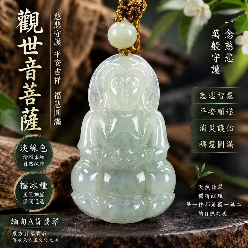淡綠色糯冰種觀音/觀世音菩薩玉珮 I 溫潤淡綠玉質細緻通透慈悲守護平安吉祥 GY983 福慧圓滿安心相伴 I 緬甸A貨翡翠觀音玉珮附雙證書 I 傳統玉文化祥和祝福日常佩戴送禮收藏皆宜 I 天然翡翠獨特色澤紋理展現東方雅韻與觀音慈悲意涵1 淡綠色糯冰種觀音/觀世音菩薩玉珮 I 溫潤淡綠玉質細緻通透慈悲守護平安吉祥 GY983 福慧圓滿安心相伴 I 緬甸A貨翡翠觀音玉珮附雙證書 I 傳統玉文化祥和祝福日常佩戴送禮收藏皆宜 I 天然翡翠獨特色澤紋理展現東方雅韻與觀音慈悲意涵1
