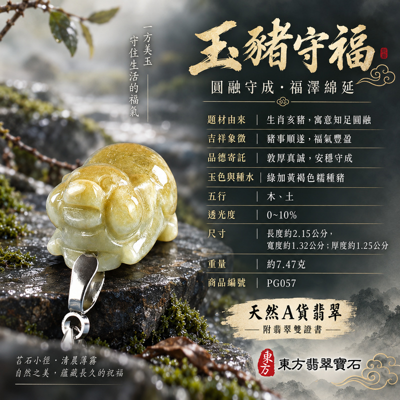 翡翠生肖豬項鍊玉珮|福氣圓滿・豐足安泰・家庭和樂・福運相隨・平安吉祥・萬事如意|天然A貨翡翠・緬甸玉・綠加黃褐色・糯種|豬事如意|豬玉珮・豬玉墜・豬吊墜・翡翠豬牌・豬項鍊・緬甸玉項鍊・A貨翡翠項鍊|PG057|男女翡翠項鍊・送禮收藏|客製化訂做翡翠豬玉珮、翡翠豬玉墜、翡翠豬吊墜、翡翠豬項鍊|附A貨翡翠雙證書・東方翡翠寶石 翡翠生肖豬項鍊玉珮|福氣圓滿・豐足安泰・家庭和樂・福運相隨・平安吉祥・萬事如意|天然A貨翡翠・緬甸玉・綠加黃褐色・糯種|豬事如意|豬玉珮・豬玉墜・豬吊墜・翡翠豬牌・豬項鍊・緬甸玉項鍊・A貨翡翠項鍊|PG057|男女翡翠項鍊・送禮收藏|客製化訂做翡翠豬玉珮、翡翠豬玉墜、翡翠豬吊墜、翡翠豬項鍊|附A貨翡翠雙證書・東方翡翠寶石