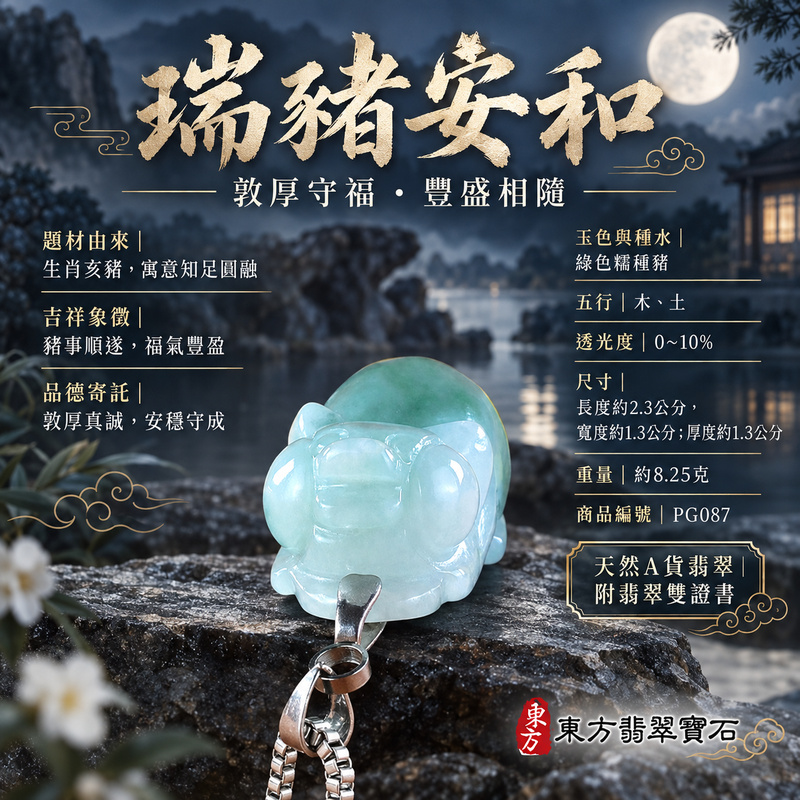翡翠生肖豬項鍊玉珮|福氣圓滿・豐足安泰・家庭和樂・福運相隨・平安吉祥・萬事如意|天然A貨翡翠・緬甸玉・綠色・糯種|豬事如意|豬玉珮・豬玉墜・豬吊墜・翡翠豬牌・豬項鍊・緬甸玉項鍊・A貨翡翠項鍊|PG087|男女翡翠項鍊・送禮收藏|客製化訂做翡翠豬玉珮、翡翠豬玉墜、翡翠豬吊墜、翡翠豬項鍊|附A貨翡翠雙證書・東方翡翠寶石 翡翠生肖豬項鍊玉珮|福氣圓滿・豐足安泰・家庭和樂・福運相隨・平安吉祥・萬事如意|天然A貨翡翠・緬甸玉・綠色・糯種|豬事如意|豬玉珮・豬玉墜・豬吊墜・翡翠豬牌・豬項鍊・緬甸玉項鍊・A貨翡翠項鍊|PG087|男女翡翠項鍊・送禮收藏|客製化訂做翡翠豬玉珮、翡翠豬玉墜、翡翠豬吊墜、翡翠豬項鍊|附A貨翡翠雙證書・東方翡翠寶石