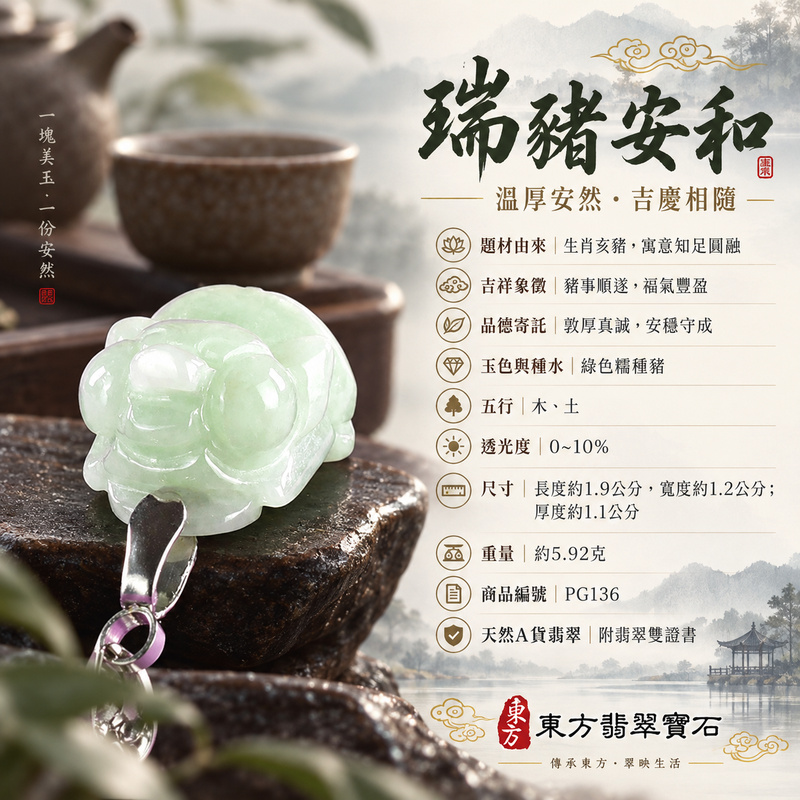 翡翠生肖豬項鍊玉珮|福氣圓滿・豐足安泰・家庭和樂・福運相隨・平安吉祥・萬事如意|天然A貨翡翠・緬甸玉・綠色・糯種|豬事如意|豬玉珮・豬玉墜・豬吊墜・翡翠豬牌・豬項鍊・緬甸玉項鍊・A貨翡翠項鍊|PG136|男女翡翠項鍊・送禮收藏|客製化訂做翡翠豬玉珮、翡翠豬玉墜、翡翠豬吊墜、翡翠豬項鍊|附A貨翡翠雙證書・東方翡翠寶石 翡翠生肖豬項鍊玉珮|福氣圓滿・豐足安泰・家庭和樂・福運相隨・平安吉祥・萬事如意|天然A貨翡翠・緬甸玉・綠色・糯種|豬事如意|豬玉珮・豬玉墜・豬吊墜・翡翠豬牌・豬項鍊・緬甸玉項鍊・A貨翡翠項鍊|PG136|男女翡翠項鍊・送禮收藏|客製化訂做翡翠豬玉珮、翡翠豬玉墜、翡翠豬吊墜、翡翠豬項鍊|附A貨翡翠雙證書・東方翡翠寶石