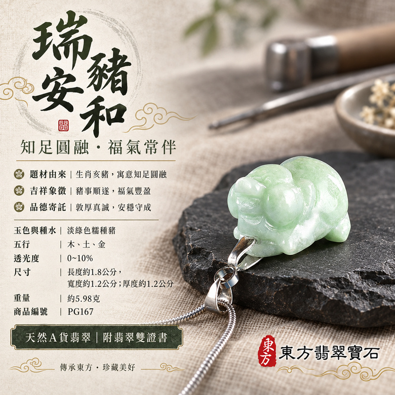 翡翠生肖豬項鍊玉珮|福氣圓滿・豐足安泰・家庭和樂・福運相隨・平安吉祥・萬事如意|天然A貨翡翠・緬甸玉・淡綠色・糯種|豬事如意|豬玉珮・豬玉墜・豬吊墜・翡翠豬牌・豬項鍊・緬甸玉項鍊・A貨翡翠項鍊|PG167|男女翡翠項鍊・送禮收藏|客製化訂做翡翠豬玉珮、翡翠豬玉墜、翡翠豬吊墜、翡翠豬項鍊|附A貨翡翠雙證書・東方翡翠寶石 翡翠生肖豬項鍊玉珮|福氣圓滿・豐足安泰・家庭和樂・福運相隨・平安吉祥・萬事如意|天然A貨翡翠・緬甸玉・淡綠色・糯種|豬事如意|豬玉珮・豬玉墜・豬吊墜・翡翠豬牌・豬項鍊・緬甸玉項鍊・A貨翡翠項鍊|PG167|男女翡翠項鍊・送禮收藏|客製化訂做翡翠豬玉珮、翡翠豬玉墜、翡翠豬吊墜、翡翠豬項鍊|附A貨翡翠雙證書・東方翡翠寶石