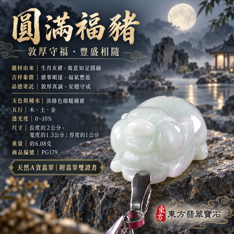 翡翠生肖豬項鍊玉珮|福氣圓滿・豐足安泰・家庭和樂・福運相隨・平安吉祥・萬事如意|天然A貨翡翠・緬甸玉・淡綠色・細糯種|豬事如意|豬玉珮・豬玉墜・豬吊墜・翡翠豬牌・豬項鍊・緬甸玉項鍊・A貨翡翠項鍊|PG179|男女翡翠項鍊・送禮收藏|客製化訂做翡翠豬玉珮、翡翠豬玉墜、翡翠豬吊墜、翡翠豬項鍊|附A貨翡翠雙證書・東方翡翠寶石 翡翠生肖豬項鍊玉珮|福氣圓滿・豐足安泰・家庭和樂・福運相隨・平安吉祥・萬事如意|天然A貨翡翠・緬甸玉・淡綠色・細糯種|豬事如意|豬玉珮・豬玉墜・豬吊墜・翡翠豬牌・豬項鍊・緬甸玉項鍊・A貨翡翠項鍊|PG179|男女翡翠項鍊・送禮收藏|客製化訂做翡翠豬玉珮、翡翠豬玉墜、翡翠豬吊墜、翡翠豬項鍊|附A貨翡翠雙證書・東方翡翠寶石
