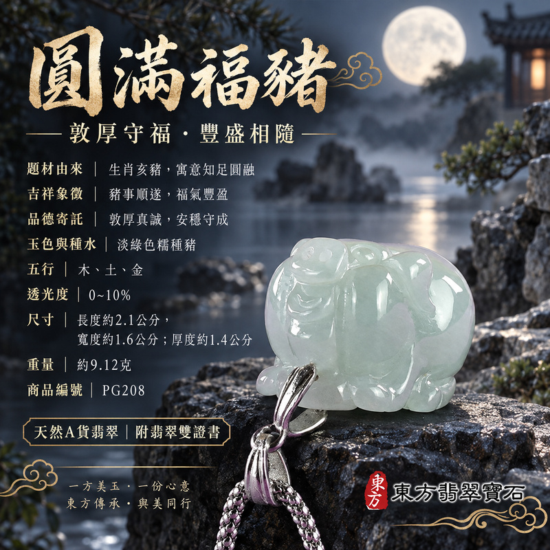 翡翠生肖豬項鍊玉珮|福氣圓滿・豐足安泰・家庭和樂・福運相隨・平安吉祥・萬事如意|天然A貨翡翠・緬甸玉・淡綠色・糯種|豬事如意|豬玉珮・豬玉墜・豬吊墜・翡翠豬牌・豬項鍊・緬甸玉項鍊・A貨翡翠項鍊|PG208|男女翡翠項鍊・送禮收藏|客製化訂做翡翠豬玉珮、翡翠豬玉墜、翡翠豬吊墜、翡翠豬項鍊|附A貨翡翠雙證書・東方翡翠寶石 翡翠生肖豬項鍊玉珮|福氣圓滿・豐足安泰・家庭和樂・福運相隨・平安吉祥・萬事如意|天然A貨翡翠・緬甸玉・淡綠色・糯種|豬事如意|豬玉珮・豬玉墜・豬吊墜・翡翠豬牌・豬項鍊・緬甸玉項鍊・A貨翡翠項鍊|PG208|男女翡翠項鍊・送禮收藏|客製化訂做翡翠豬玉珮、翡翠豬玉墜、翡翠豬吊墜、翡翠豬項鍊|附A貨翡翠雙證書・東方翡翠寶石