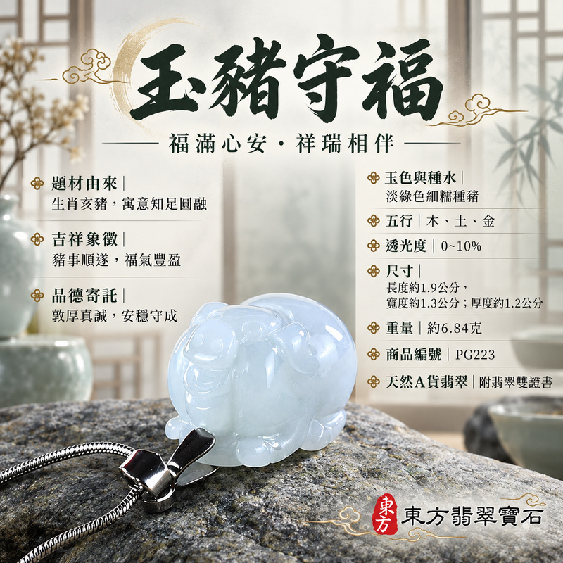 翡翠生肖豬項鍊玉珮|福氣圓滿・豐足安泰・家庭和樂・福運相隨・平安吉祥・萬事如意|天然A貨翡翠・緬甸玉・淡綠色・細糯種|豬事如意|豬玉珮・豬玉墜・豬吊墜・翡翠豬牌・豬項鍊・緬甸玉項鍊・A貨翡翠項鍊|PG223|男女翡翠項鍊・送禮收藏|客製化訂做翡翠豬玉珮、翡翠豬玉墜、翡翠豬吊墜、翡翠豬項鍊|附A貨翡翠雙證書・東方翡翠寶石 翡翠生肖豬項鍊玉珮|福氣圓滿・豐足安泰・家庭和樂・福運相隨・平安吉祥・萬事如意|天然A貨翡翠・緬甸玉・淡綠色・細糯種|豬事如意|豬玉珮・豬玉墜・豬吊墜・翡翠豬牌・豬項鍊・緬甸玉項鍊・A貨翡翠項鍊|PG223|男女翡翠項鍊・送禮收藏|客製化訂做翡翠豬玉珮、翡翠豬玉墜、翡翠豬吊墜、翡翠豬項鍊|附A貨翡翠雙證書・東方翡翠寶石