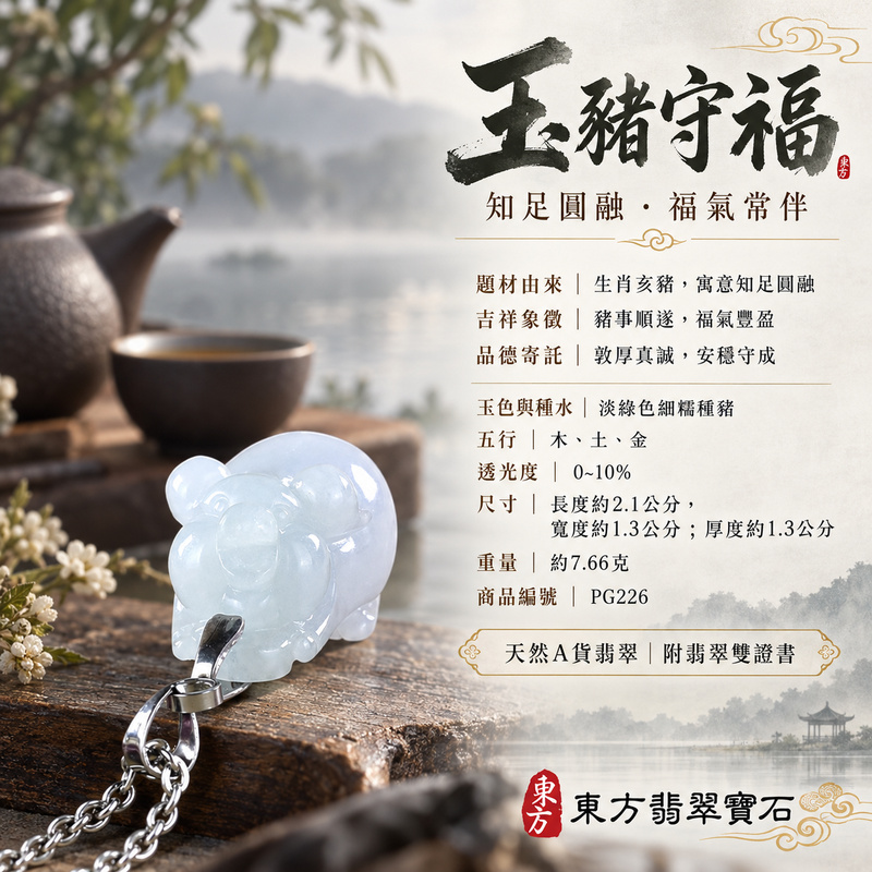 翡翠生肖豬項鍊玉珮|福氣圓滿・豐足安泰・家庭和樂・福運相隨・平安吉祥・萬事如意|天然A貨翡翠・緬甸玉・淡綠色・細糯種|豬事如意|豬玉珮・豬玉墜・豬吊墜・翡翠豬牌・豬項鍊・緬甸玉項鍊・A貨翡翠項鍊|PG226|男女翡翠項鍊・送禮收藏|客製化訂做翡翠豬玉珮、翡翠豬玉墜、翡翠豬吊墜、翡翠豬項鍊|附A貨翡翠雙證書・東方翡翠寶石 翡翠生肖豬項鍊玉珮|福氣圓滿・豐足安泰・家庭和樂・福運相隨・平安吉祥・萬事如意|天然A貨翡翠・緬甸玉・淡綠色・細糯種|豬事如意|豬玉珮・豬玉墜・豬吊墜・翡翠豬牌・豬項鍊・緬甸玉項鍊・A貨翡翠項鍊|PG226|男女翡翠項鍊・送禮收藏|客製化訂做翡翠豬玉珮、翡翠豬玉墜、翡翠豬吊墜、翡翠豬項鍊|附A貨翡翠雙證書・東方翡翠寶石