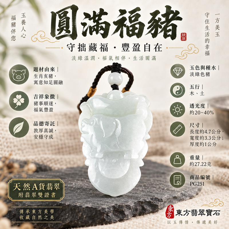 翡翠生肖豬項鍊玉珮|福氣圓滿・豐足安泰・家庭和樂・福運相隨・平安吉祥・萬事如意|天然A貨翡翠・緬甸玉・淡綠色|豬事如意|豬玉珮・豬玉墜・豬吊墜・翡翠豬牌・豬項鍊・緬甸玉項鍊・A貨翡翠項鍊|PG251|男女翡翠項鍊・送禮收藏|客製化訂做翡翠豬玉珮、翡翠豬玉墜、翡翠豬吊墜、翡翠豬項鍊|附A貨翡翠雙證書・東方翡翠寶石 翡翠生肖豬項鍊玉珮|福氣圓滿・豐足安泰・家庭和樂・福運相隨・平安吉祥・萬事如意|天然A貨翡翠・緬甸玉・淡綠色|豬事如意|豬玉珮・豬玉墜・豬吊墜・翡翠豬牌・豬項鍊・緬甸玉項鍊・A貨翡翠項鍊|PG251|男女翡翠項鍊・送禮收藏|客製化訂做翡翠豬玉珮、翡翠豬玉墜、翡翠豬吊墜、翡翠豬項鍊|附A貨翡翠雙證書・東方翡翠寶石
